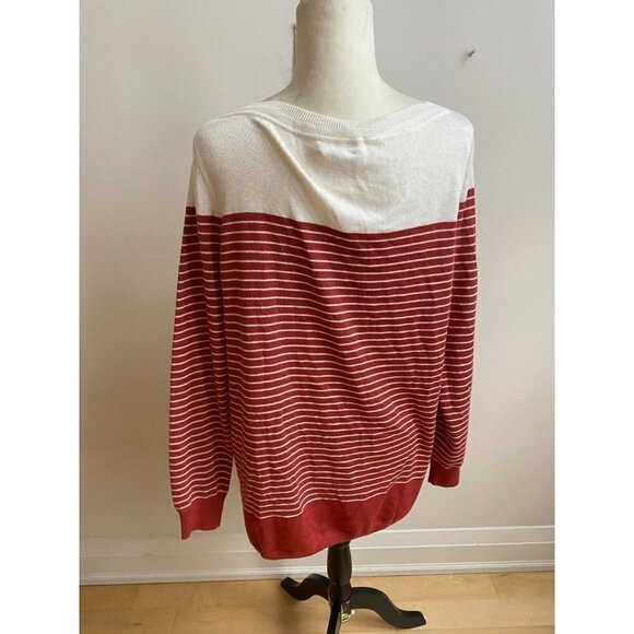 CASLON BNWT Rust Stripe Sweater Tunic Boat Neck New - Picture 4 of 7